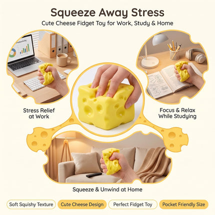 Cheese Squeeze Toys, Slow Rising Yellow Foam Stress Relief Blocks(2 Packs)