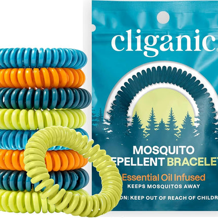 10 Pack Mosquito Repellent Bracelets for Adults & Kids - Natural Deet-Free Bands, Individually Wrapped