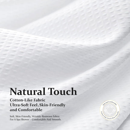 White Fabric Shower Curtain, Waffle Weave Heavy Duty Thick Fabric Shower Curtains for Bathroom, 256GSM Weighted Hotel Luxury Cloth Shower Curtain Set with 12 Plastic Hooks, 72Wx72H, White