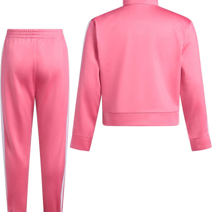Adidas Little Girl'S Zip Front Classic Tricot Jacket and Joggers Set