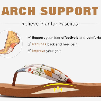 Womens Arch Support Flip Flops Ladies Comfort Lightweight Soft Yoga Mat Cushion Walking Thong Sandals