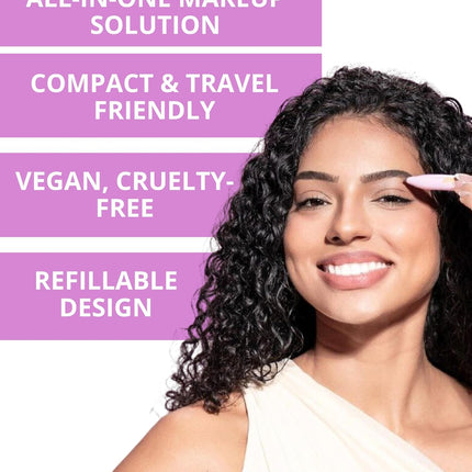 - 4 in 1 Makeup Touch up Pen with Nude Lip Liner, Black Eyeliner, Medium Brown Eyebrow Pencil, and Radiant White Matte Highlighter, Compact Beauty Pen, Smudge Proof, Vegan, Cruelty-Free