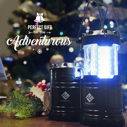 Lantern Camping Essentials Lights, Led Flashlight for Power Outages, Battery Operated Lamp for Emergencies, Survival Gear, Hurricane Preparedness Items, Water Resistant, 2 Pack, Black