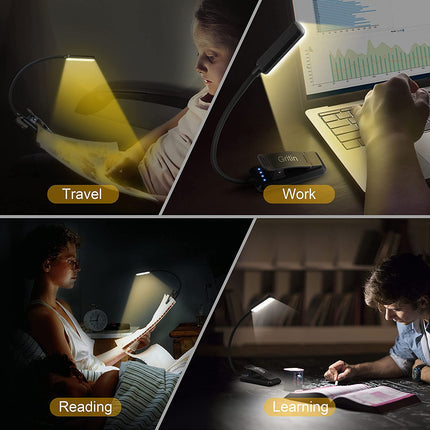 9 LED Rechargeable Book Light for Reading in Bed | Eye Caring 3 Color Temps,Stepless Dimming Brightness,80 Hrs Runtime Small Lightweight Clip on Book Reading Light for Studying