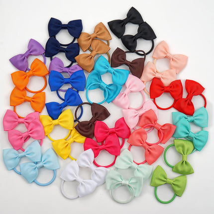 Toddler Hair Accessories - 40Pcs 2.75" Elastics Rubber Ribbon Bands, Bows for Baby Girls, Kids & Children