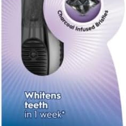 3D White Charcoal Manual Toothbrush, 2-Pack, Medium Bristles, Teeth Whitening Brushes for Adults