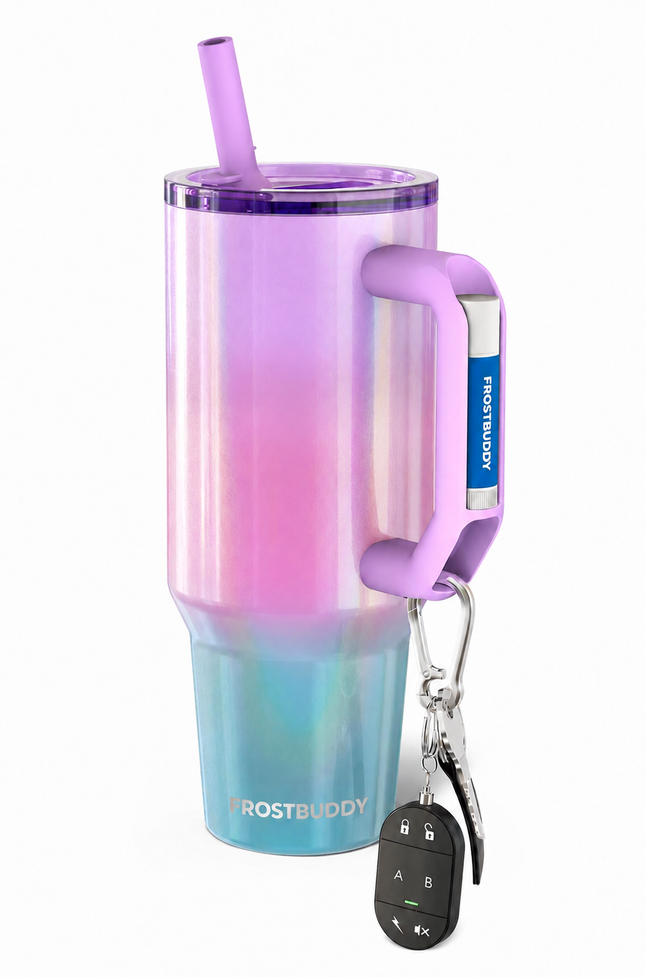 Frost Buddy Thicc Buddy 40 oz Stainless Steel Tumbler – Vacuum Insulated Travel Cup with Spill-Proof Flip Lid, Cotton Candy