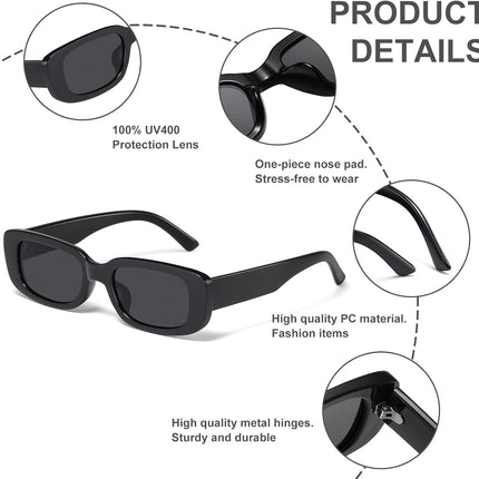 Rectangle Sunglasses for Women Men Trendy Y2K Retro 90S Sun Glasses UV Protection Cool Square Frame