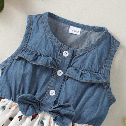 Toddler Baby Girl Outfits Summer Dresses Sleeveless Infant Denim Sundress Jeans Dress for Girl Clothes