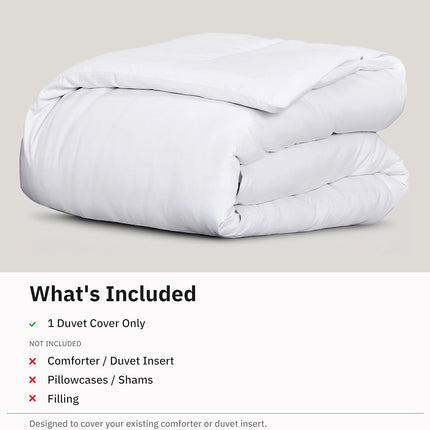 Twin Xl/Twin Duvet Cover Only - Winner Good Housekeeping Best Bedding Awards 2025, Premium 400 Thread Count Sateen, 100% Cotton Duvet Cover, Button Closure & Corner Ties - White