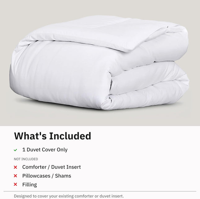 Twin Xl/Twin Duvet Cover Only - Winner Good Housekeeping Best Bedding Awards 2025, Premium 400 Thread Count Sateen, 100% Cotton Duvet Cover, Button Closure & Corner Ties - White