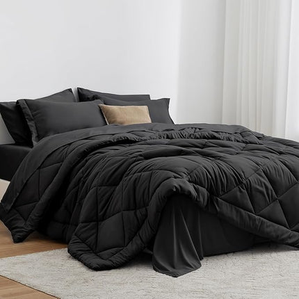 Love's Cabin King Comforter Set – 7-Piece All-Season Bed-in-a-Bag with Comforter, Sheets, Pillowcases & Shams, Black
