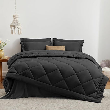 Love's Cabin King Comforter Set – 7-Piece All-Season Bed-in-a-Bag with Comforter, Sheets, Pillowcases & Shams, Black