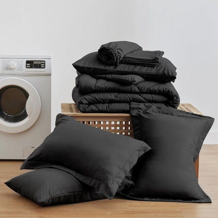 Love's Cabin King Comforter Set – 7-Piece All-Season Bed-in-a-Bag with Comforter, Sheets, Pillowcases & Shams, Black