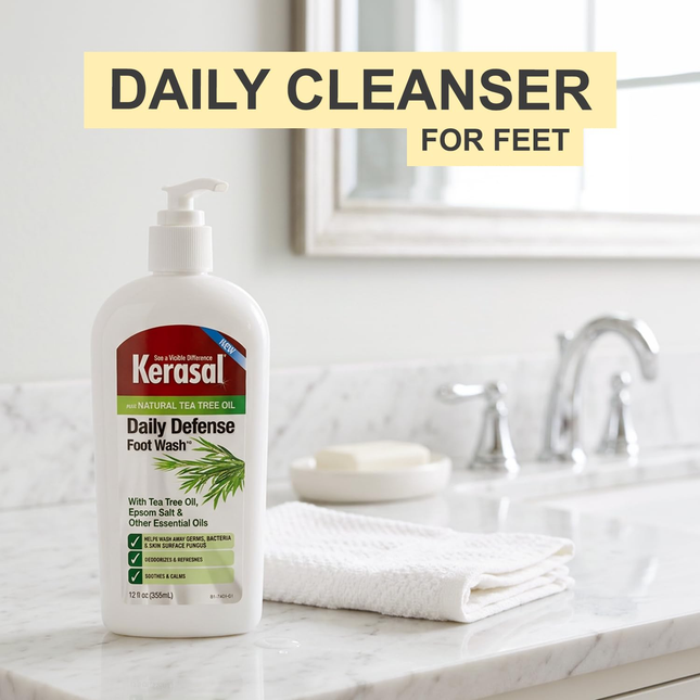 Kerasal Daily Defense Foot Wash – Refreshing Daily Foot Cleanser for Foot Care 12oz