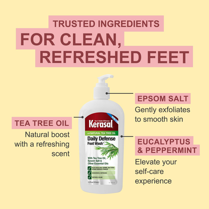 Kerasal Daily Defense Foot Wash – Refreshing Daily Foot Cleanser for Foot Care 12oz