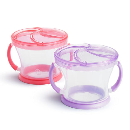Munchkin Snack Catcher Toddler Cups 2-Pack – 9 oz Spill-Proof Snack Containers with Soft Flap Lids