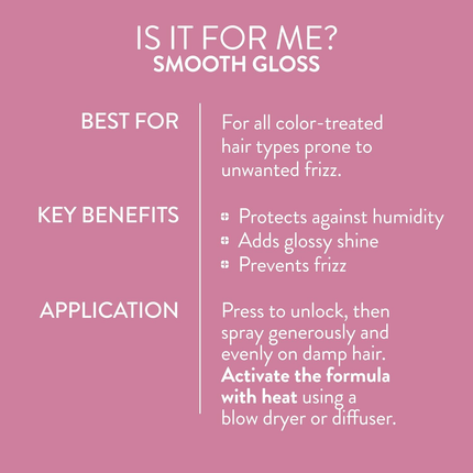 Pureology Smooth Gloss Silkmorphose Spray – Vegan Heat Activated Anti-Frizz Hair Treatment