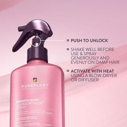Pureology Smooth Gloss Silkmorphose Spray – Vegan Heat Activated Anti-Frizz Hair Treatment