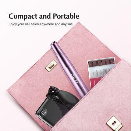 C40 Electric Nail Drill File Professional: for Acrylic Gel Dip Powder Nails Portable Nail Machine Kit Manicure Pedicure Tools Polishing Set with Nail Drill Bits Sanding Bands