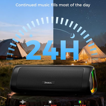 Bluetooth Speaker, 20W HD Sound, Portable Wireless, IPX5 Waterproof, up to 24H Playtime, TWS Pairing, for Home/Party/Outdoor/Camping/Beach Essentials, Electronic Gadgets, Birthday Gift (Black)