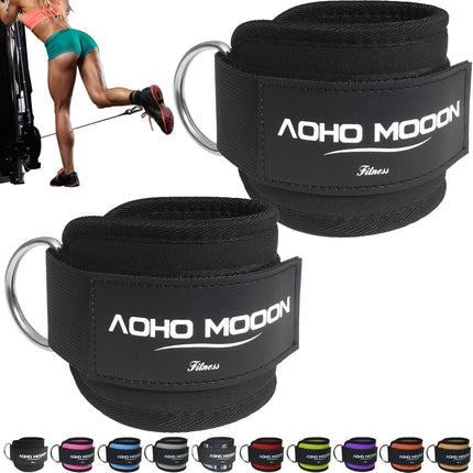 Ankle Strap (2 Pieces) for Cable Machine Women - Gym Workout Leg Strap, Premium Padding Ankle Cuffs, Glute Kickback Exercises Equipment, Pulley Attachment, One Size Fit All