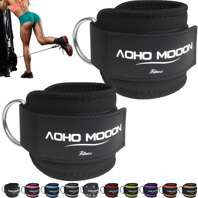 Ankle Strap (2 Pieces) for Cable Machine Women - Gym Workout Leg Strap, Premium Padding Ankle Cuffs, Glute Kickback Exercises Equipment, Pulley Attachment, One Size Fit All