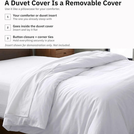 Twin Xl/Twin Duvet Cover Only - Winner Good Housekeeping Best Bedding Awards 2025, Premium 400 Thread Count Sateen, 100% Cotton Duvet Cover, Button Closure & Corner Ties - White