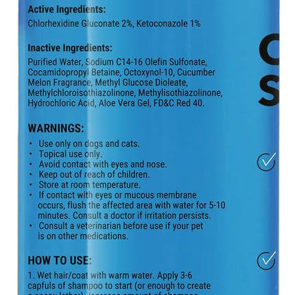 Chlorhexidine Cat & Dog Seasonal Itch Relief Shampoo, for Allergies, Itching, Skin and Coat Supplement, Helps Shedding, Hot Spots, Deodorizing Dog Shampoo & Grooming Supplies,16Oz