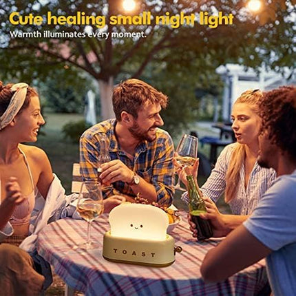 Cute Desk Decor Toaster Lamp, Kawaii LED Toast Bread Night Light Rechargeable and Portable Light with Timer, Christmas Gifts Ideas for Baby Kids Girls Teens Teenages
