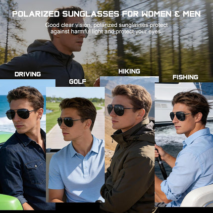 Sunglasses Men Polarized Aviator Sunglasses for Men Women Fishing Driving Sun Glasses Metal Frame UV Protection
