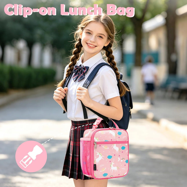 Kids Lunch Box Insulated Soft Bag Mini Cooler Back to School Thermal Meal Tote Kit for Girls, Boys, Unicorn