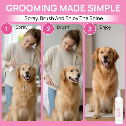 for Dogs Silk Therapy Detangling and Shine Protecting Spray, Ph Balanced Leave-In Mist with Silk and Vitamins for Dematting, Paraben-Free, All Coats and Breeds, 8 Fl Oz