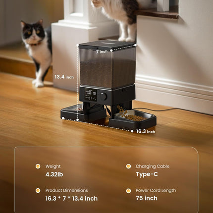 Automatic Cat Feeder for 2 Cats, 20 Cups/5L Automatic Cat Food Dispenser for Small Pets Indoor, Timed Cat Feeder for Dry Food
