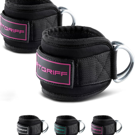 ® Ankle Straps V3 for Cable Machine (2 Pieces) - Gym Workout Equipment - Leg Pulley Attachment, Kickback Straps