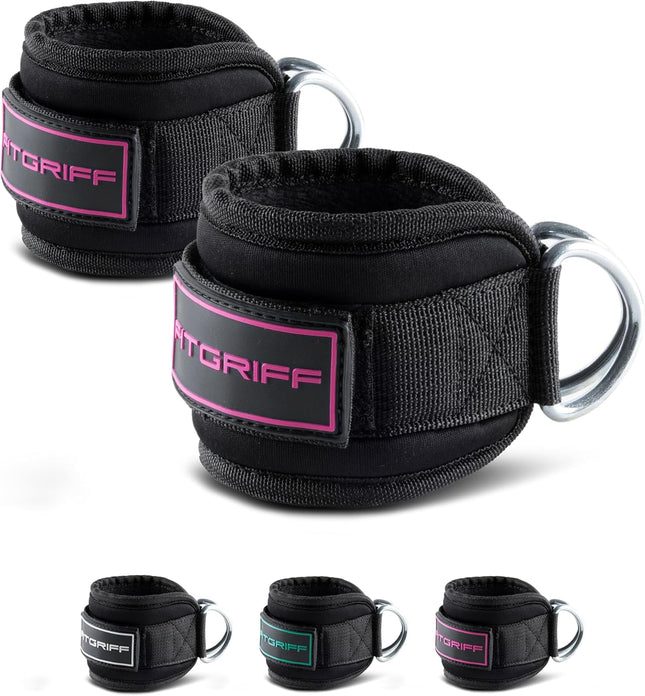 ® Ankle Straps V3 for Cable Machine (2 Pieces) - Gym Workout Equipment - Leg Pulley Attachment, Kickback Straps