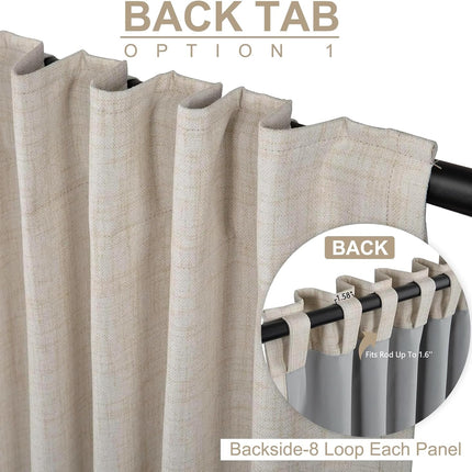 Linen Textured Total Blackout Curtains for Bedroom 84 Inches Long, Back Tab/Rod Pocket Living Room Drapes, Thermal Insulated Blackout Curtains 2 Panels Set, 50" W X 84" L, Cream