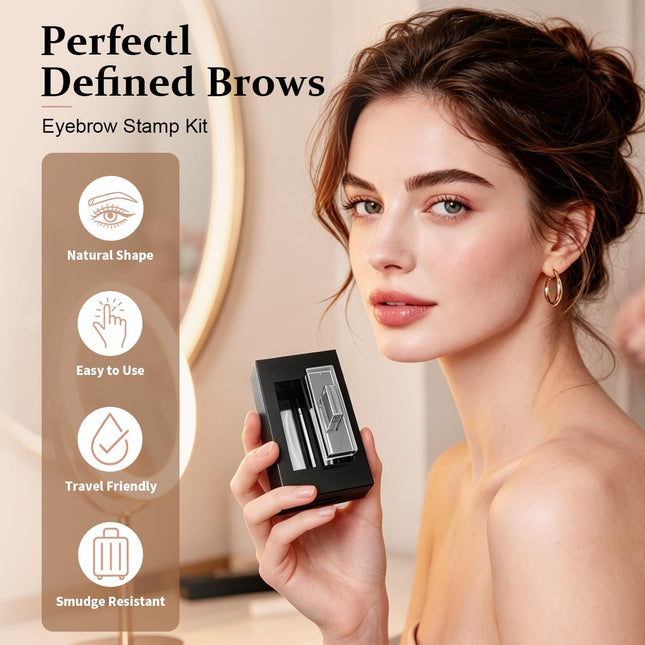 Eyebrow Stamp, Brow Stamp Stencil Kit, Brow Makeup Tool，Black 1：1PC