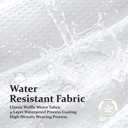 White Fabric Shower Curtain, Waffle Weave Heavy Duty Thick Fabric Shower Curtains for Bathroom, 256GSM Weighted Hotel Luxury Cloth Shower Curtain Set with 12 Plastic Hooks, 72Wx72H, White