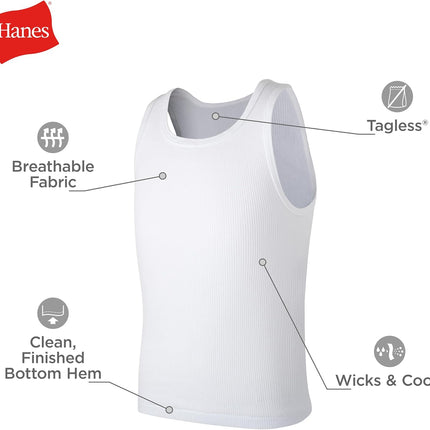 Boys' Undershirt Tank Top Pack – Kids' Tank Undershirts – Cool Comfort Moisture-Wicking Sleeveless Shirts