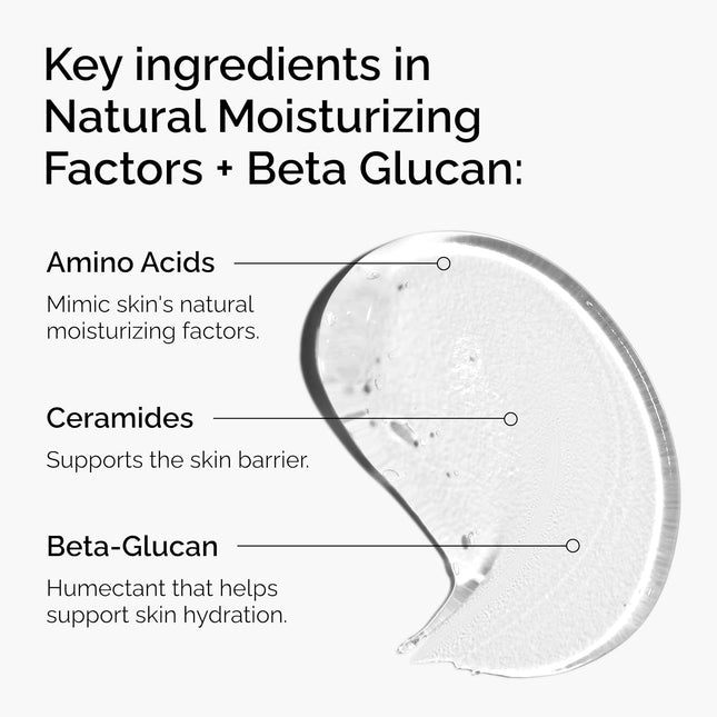 Natural Moisturizing Factors + Beta Glucan, Lightweight Gel Moisturizer for All-Day Hydration, 3.4 Fl Oz