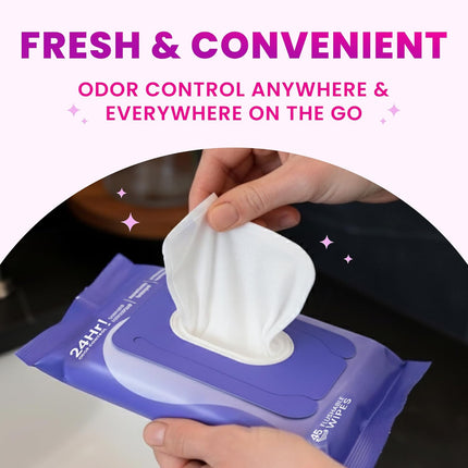 Acidified Deodorant Wipes - 24 Hour Odor Control - Whole Body Deodorant Wipes - Aluminum Free, Baking Soda Free, Skin Loving - Flushable - 15 Count - 3 Pack (Soft Powder)