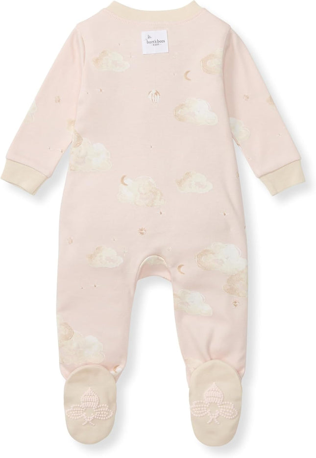 Girls' Organic Cotton, Sleep and Play Footed Pajamas | Easy Zip Front Pjs Feature a 2-Way Zipper to Ensure Newborns Have a Restful Nights Sleep