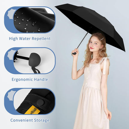 Travel Umbrella Portable Compact Umbrellas, Pocket Mini for Purse, Umbrellas for UV Sun & Rain Small for Backpack, Umbrella with Case Folding for Kids Women
