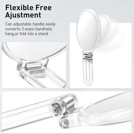 Magnifying Handheld Mirror Double Sided, Magnification Hand Mirrors, Travel Folding Hand Held Mirror, 360°Rotation Pedestal Makeup Vanity Mirror