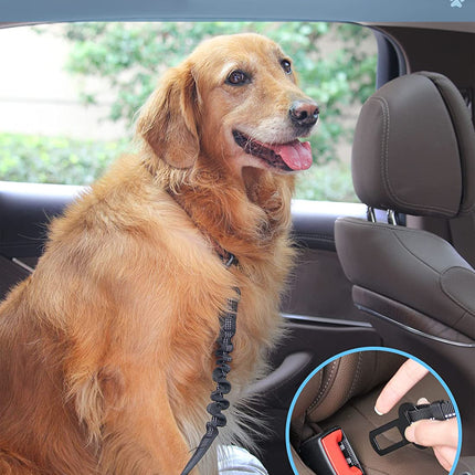 2 Pack Dog Seat Belt Adjustable Dog Car Seatbelts for Vehicle Nylon Pet Safety Seat Belt with Elastic Bungee Buffer Reflective & Durable Car Harness for Dogs