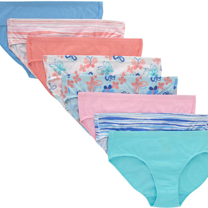 Girls' and Toddler Organic Underwear, Brief & Hipster, 8-Pack, Pure Comfort Organic 100% Cotton Panties