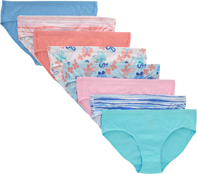 Girls' and Toddler Organic Underwear, Brief & Hipster, 8-Pack, Pure Comfort Organic 100% Cotton Panties