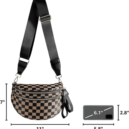 Spacious Checkered Nylon Crossbody Bag Bum Bag Handbags Wallets for Women