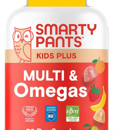 Kids Multivitamin Gummies with Omega 3 DHA/EPA, Vitamins D3, C, B12, B6, A, K, and Zinc, Gluten Free, Clean Label, Three Fruit Flavors, 60 Gummies (30 Day Supply)